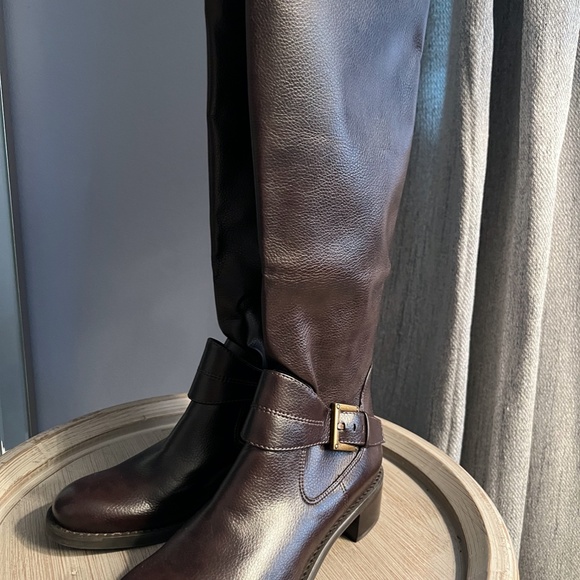 Franco Sarto Dark Brown Riding Boot with Bronze Colored Buckle - Picture 1 of 4